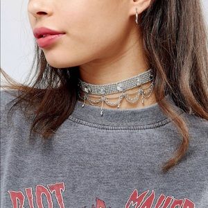 Reclaimed Vintage Silver Drop Choker